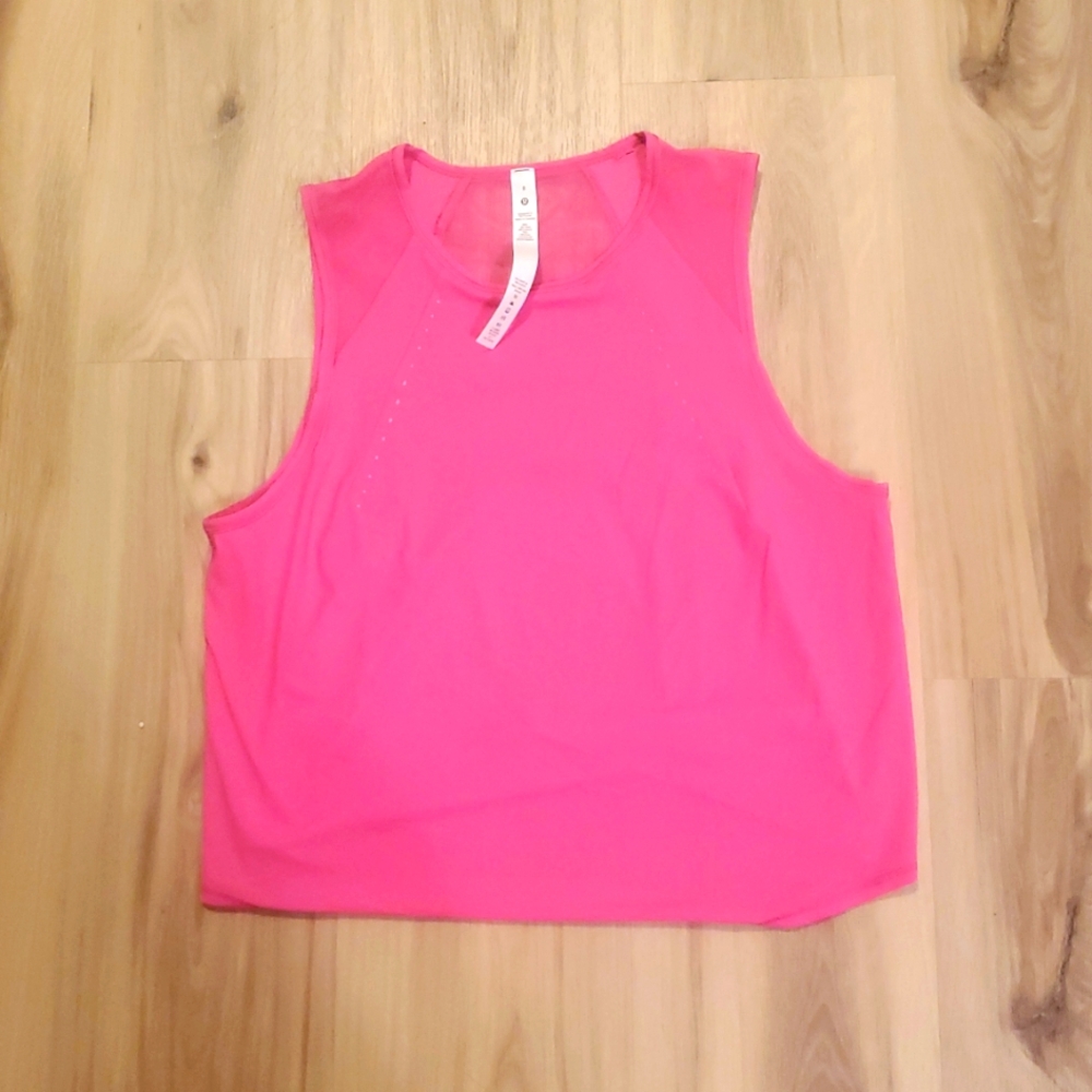 Sculpt Cropped Tank Pleated Top Sonic Pink Size 8